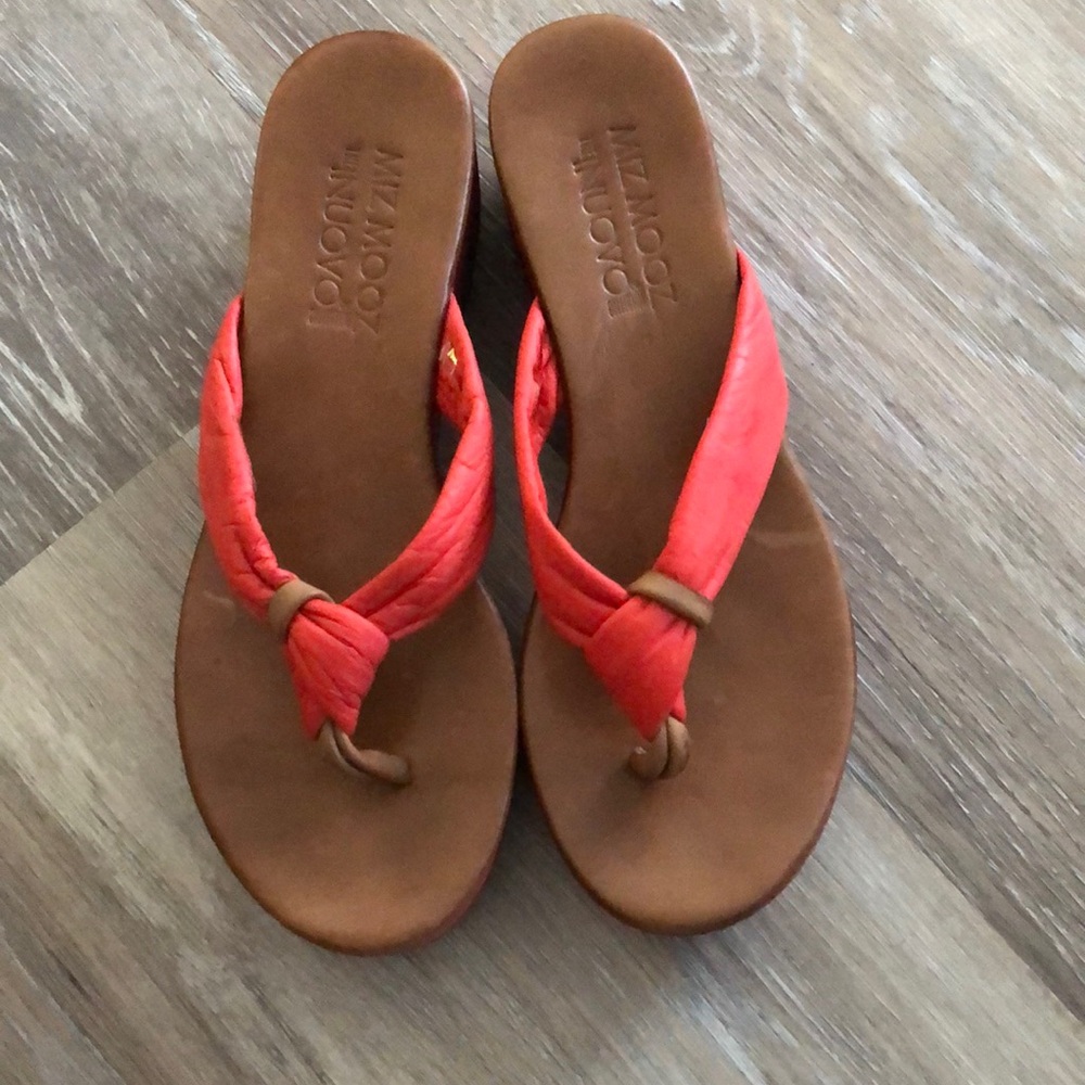 Miz Mooz Red Braided Leather Platform Sandals